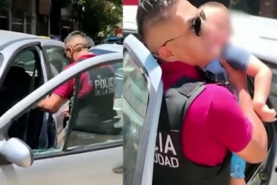 Un policía rescató a un niño de 3 años encerrado en un auto con más de 30 grados de calor 53