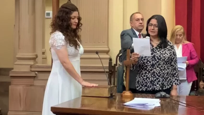 La diputada Griselda Galleguillos juró vestida de novia: "Me casé con mi gente"