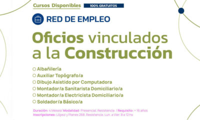 Abierta la inscripción a cursos gratuitos de oficios vinculados a la construcción, que iniciarán en agosto