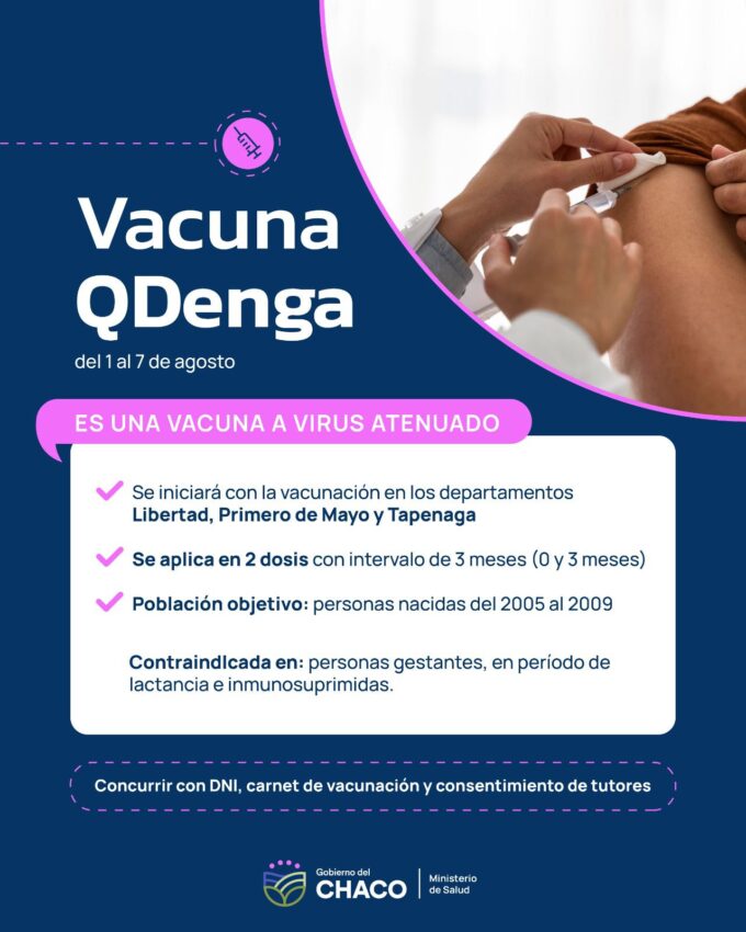 La vacuna QDenga será de aplicación voluntaria en jóvenes nacidos entre el 2005 y el 2009 inclusive.