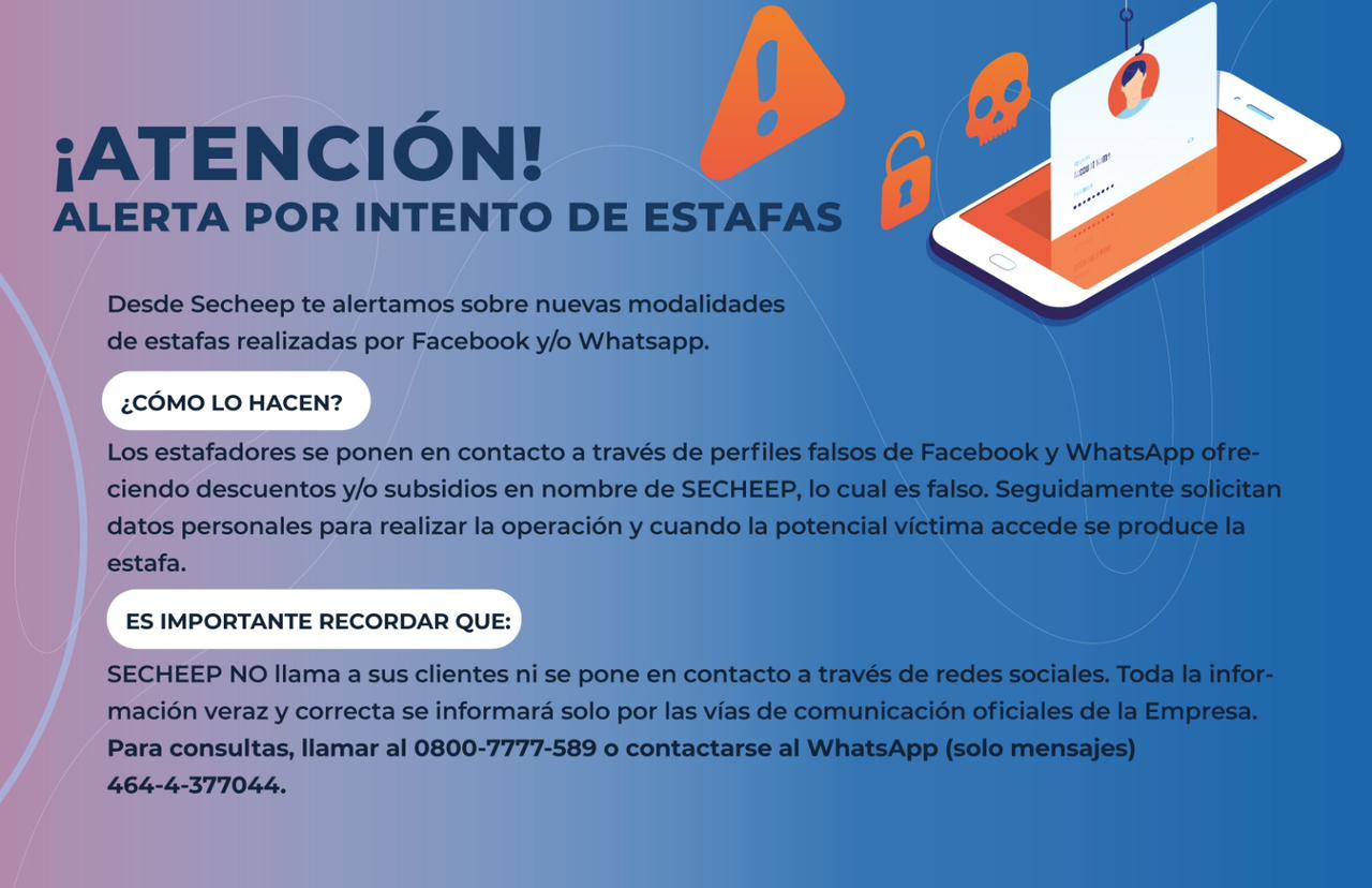 Secheep alerta sobre nuevas modalidades de estafas telefónicas y por redes sociales