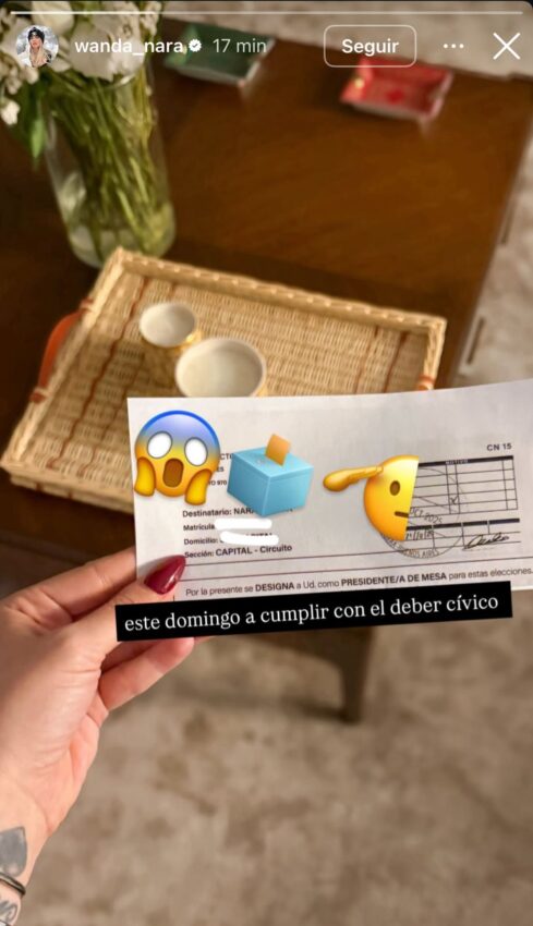 Wanda Nara será Presidenta de mesa en las elecciones del domingo: "A cumplir con el deber cívico"